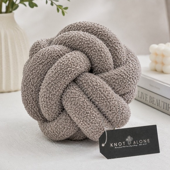 3:20 Life Other - Boucle Throw Pillow Knot Ball  3:20 Life Knot Alone Gray Teddy Sherpa Decor NWT